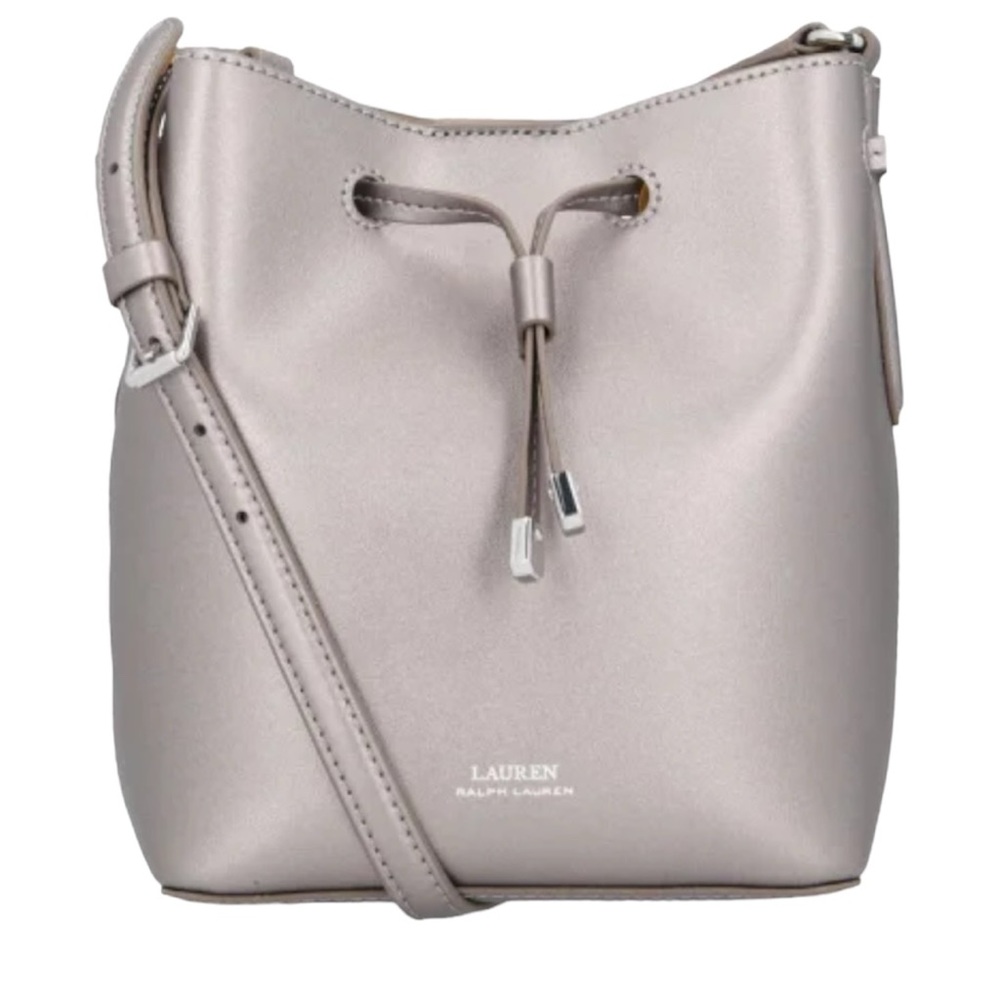 Ralph Lauren Metallic Pearl Pink Drawstring Crossbody Bag